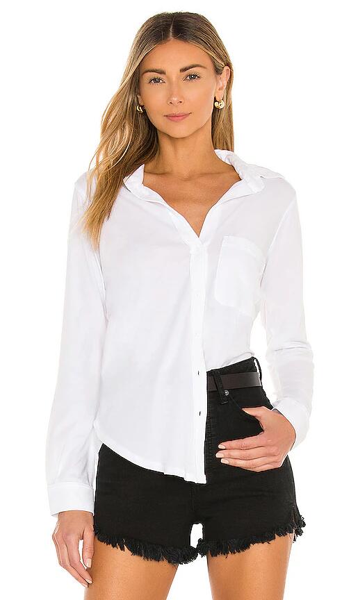 Bobi Light Weight Jersey Button Down in White Cover