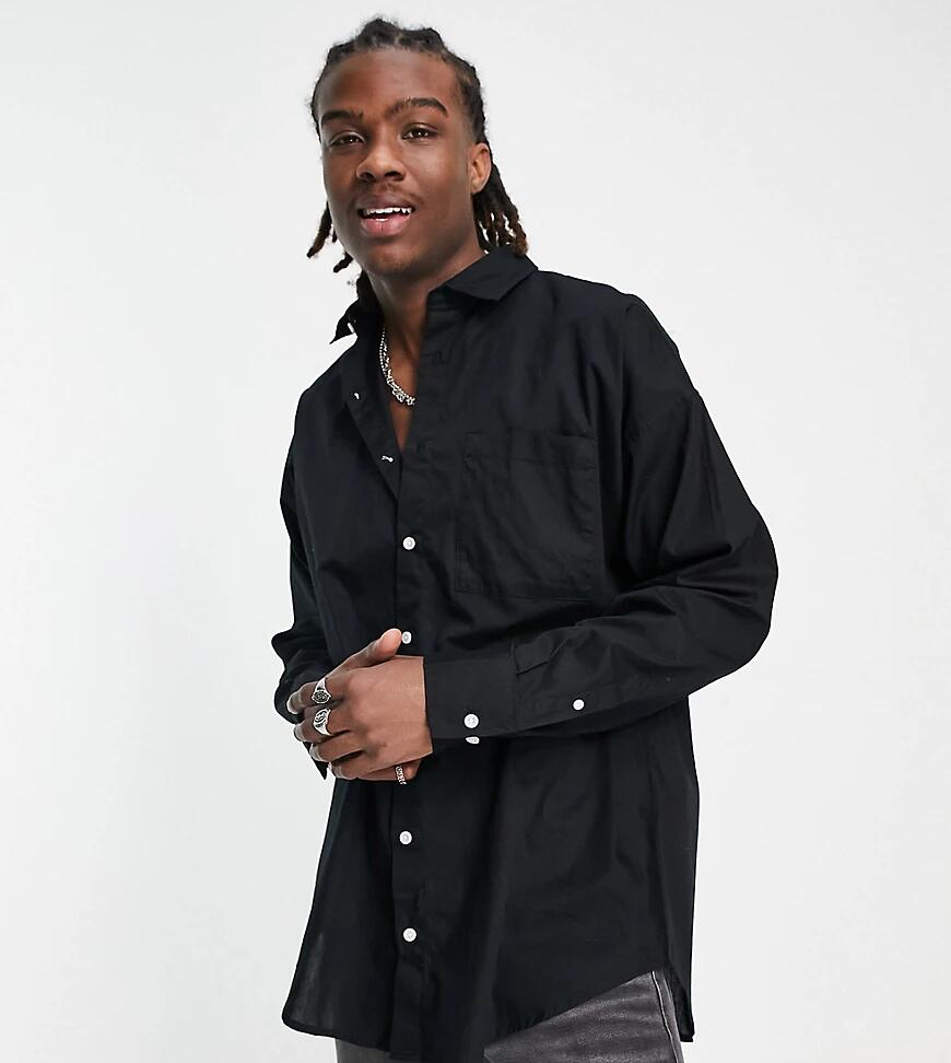 ADPT oversized cotton poplin shirt with pocket in black Cover