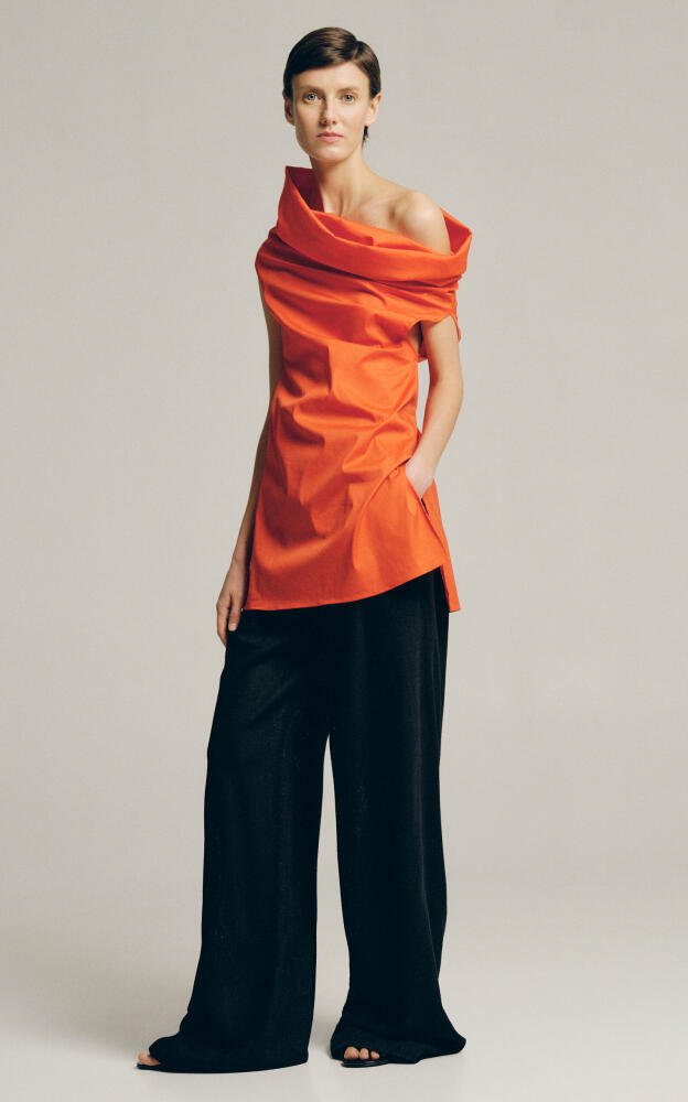 Sophie et Voila - Asymmetric Stretch-Cotton Top - Orange Cover