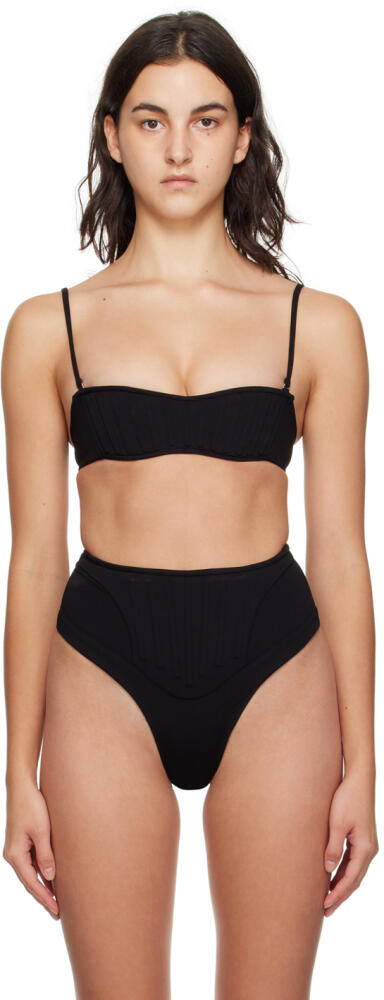 Mugler Black Corset Bikini Top Cover