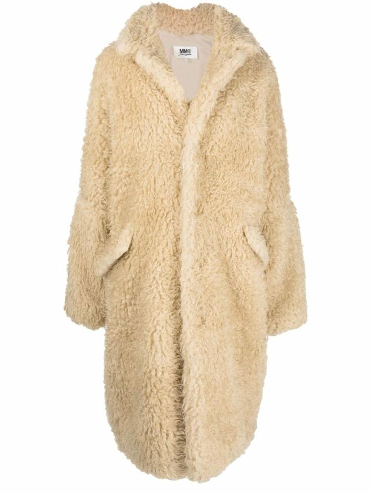 MM6 Maison Margiela faux-fur single-breasted coat - Neutrals Cover