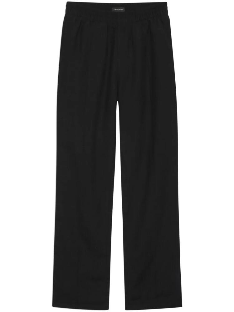 ANINE BING short-slit linen straight trousers - Black Cover