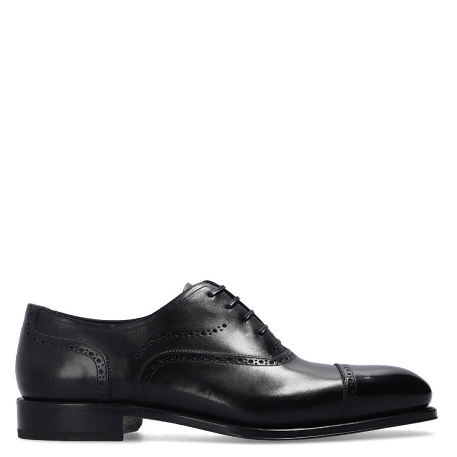 Salvatore Ferragamo Mens Black Leather Bridal Oxfords Cover