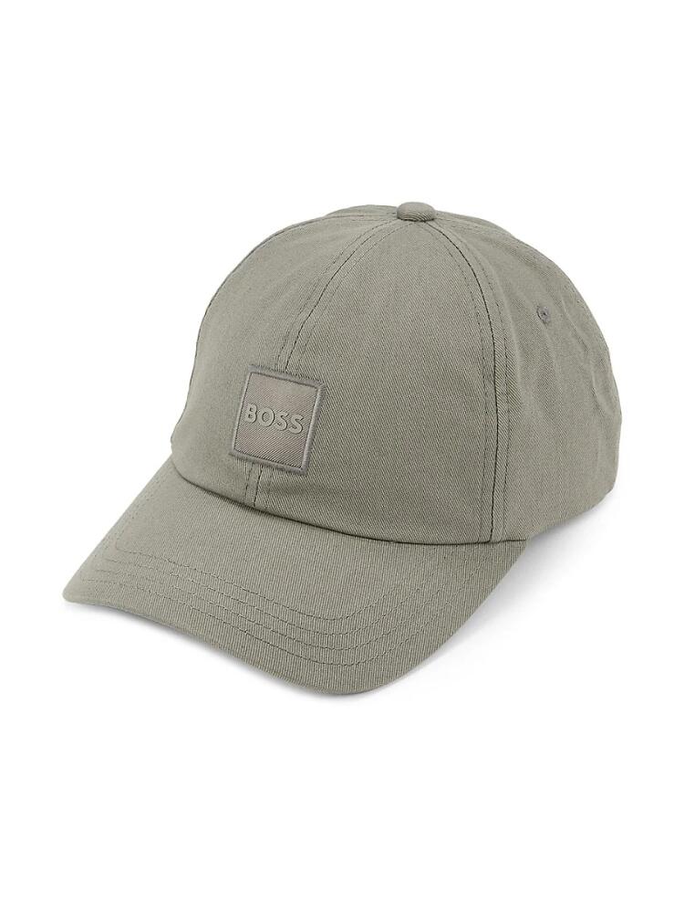 BOSS Men's Derrel Box Logo Twill Baseball Cap - Open Grey Cover