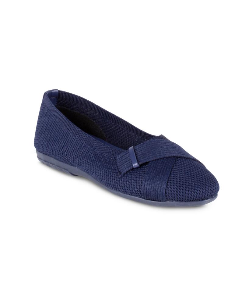 Gloria Vanderbilt Women's Debbie Knit Double Strap Flat - Navy Cover