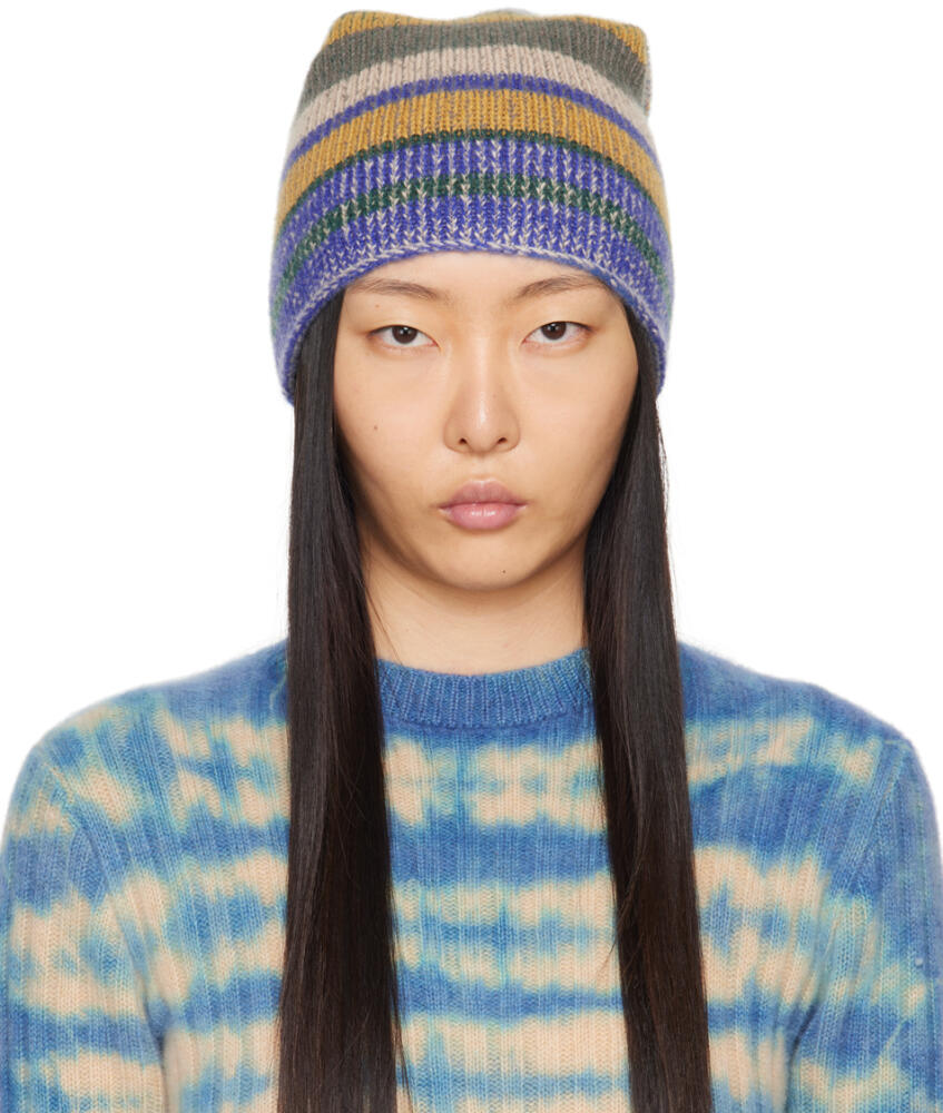 The Elder Statesman Multicolor Stripe Super Soft Beanie Cover