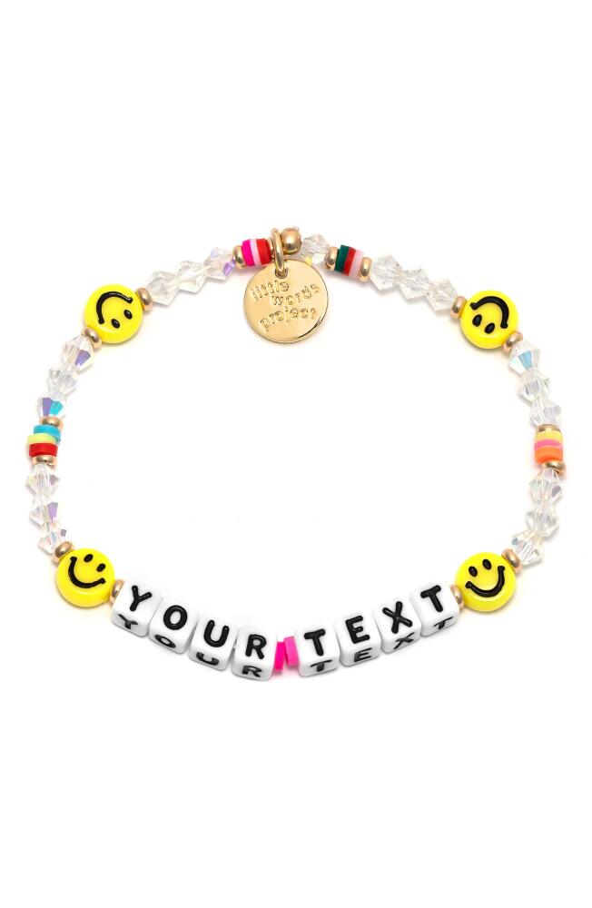 Little Words Project Smiley Face Custom Beaded Stretch Bracelet in White/Yellow Multi Cover