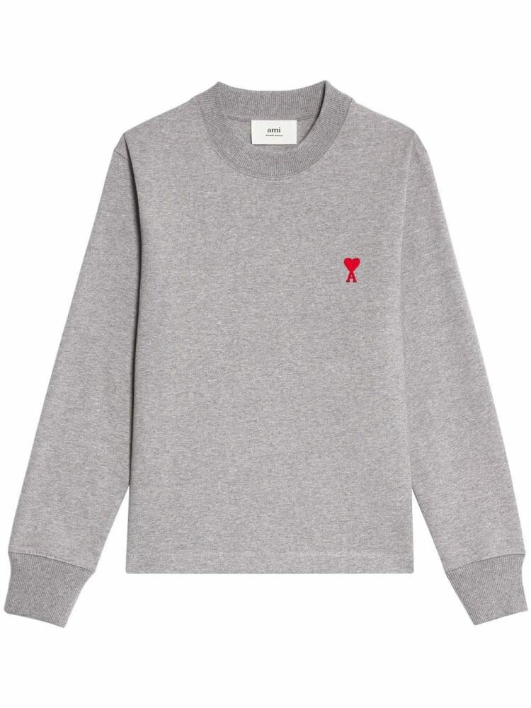 AMI Paris Ami De Coeur Long-Sleeved Tee-Shirt - Grey Cover