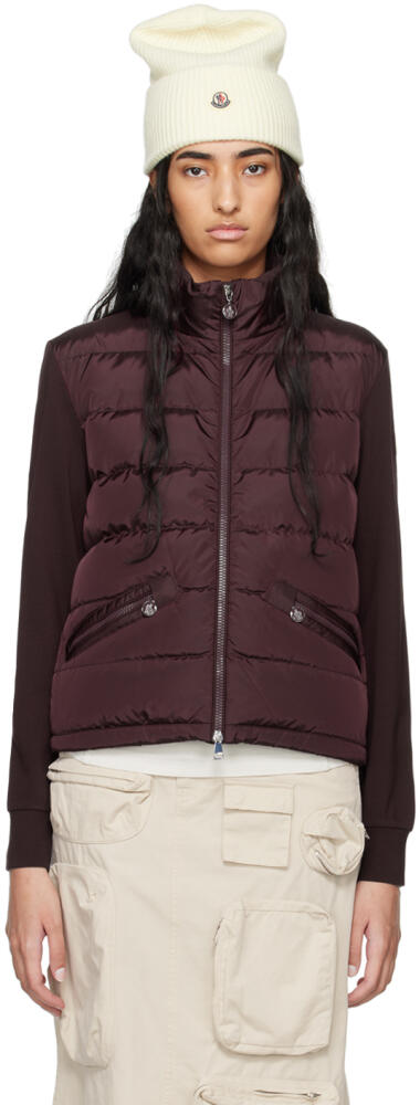 Moncler Burgundy Paneled Down Cardigan Cover