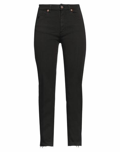 Avantgar Denim By European Culture Woman Pants Black Cotton, Polyester, Rubber Cover