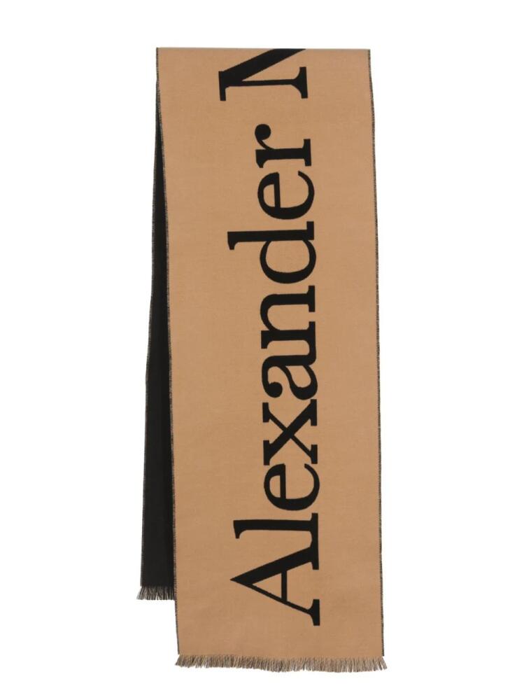 Alexander McQueen intarsia-knit logo scarf - Neutrals Cover