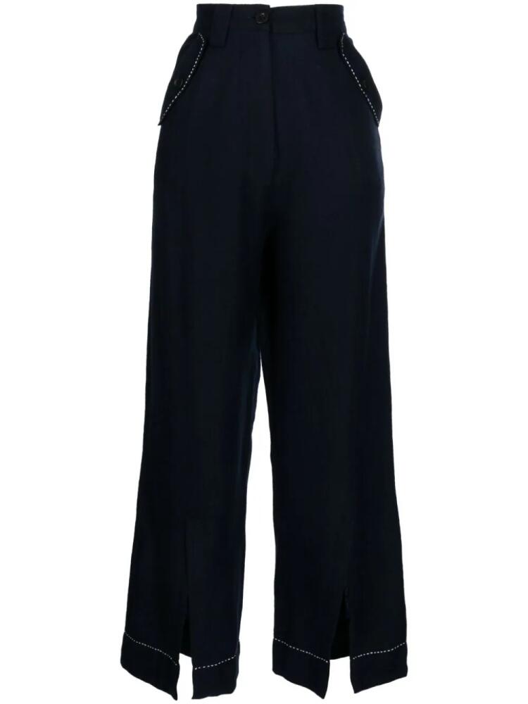 LOVEBIRDS wide-leg cropped trousers - Blue Cover