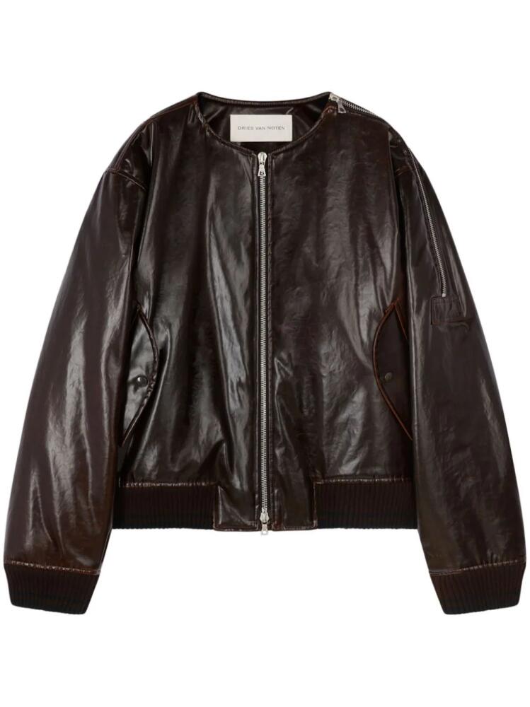 DRIES VAN NOTEN cotton bomber jacket - Brown Cover