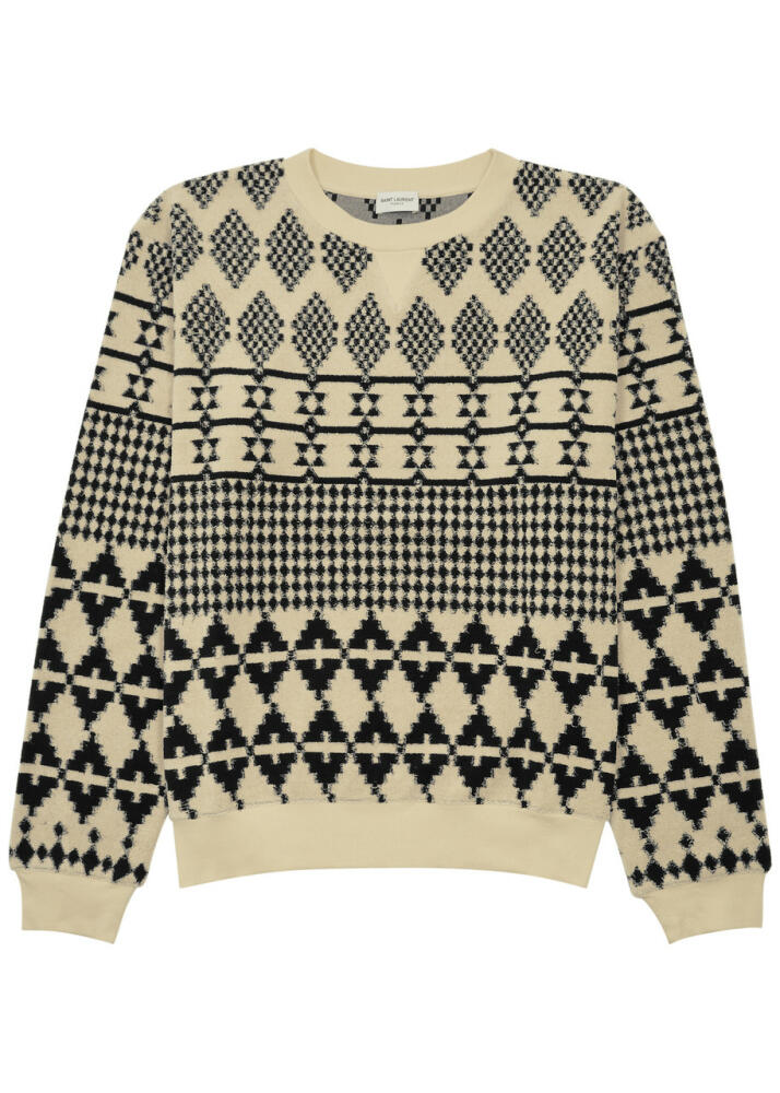 Saint Laurent Patterned-jacquard Terry Sweatshirt - Beige Cover