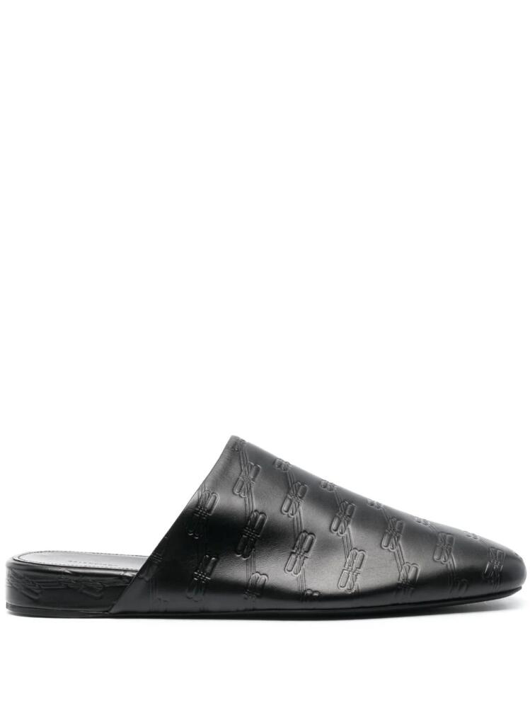 Balenciaga debossed-logo leather mules - Black Cover