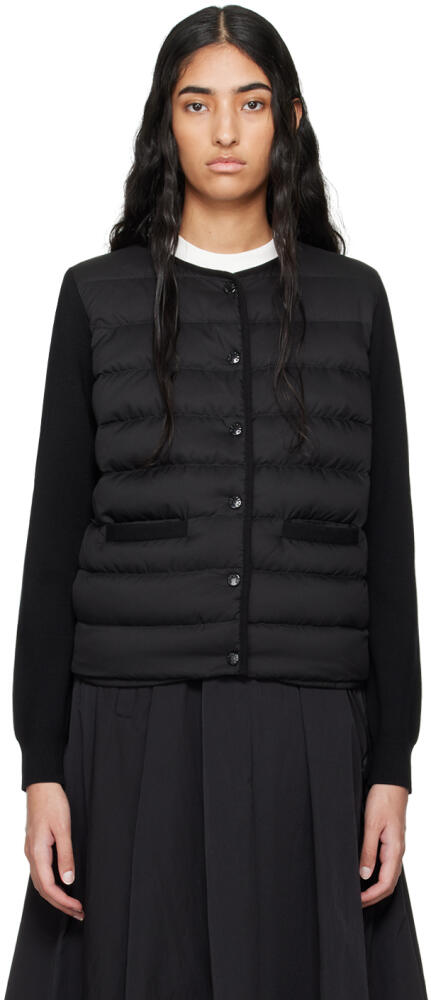 Moncler Black Paneled Down Cardigan Cover