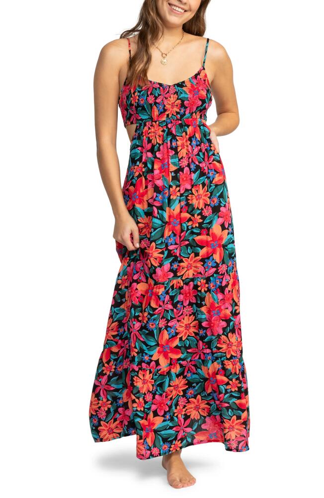 Roxy Hot Tropics Floral Cutout Maxi Sundress in Anthracite Multi Floral Cover