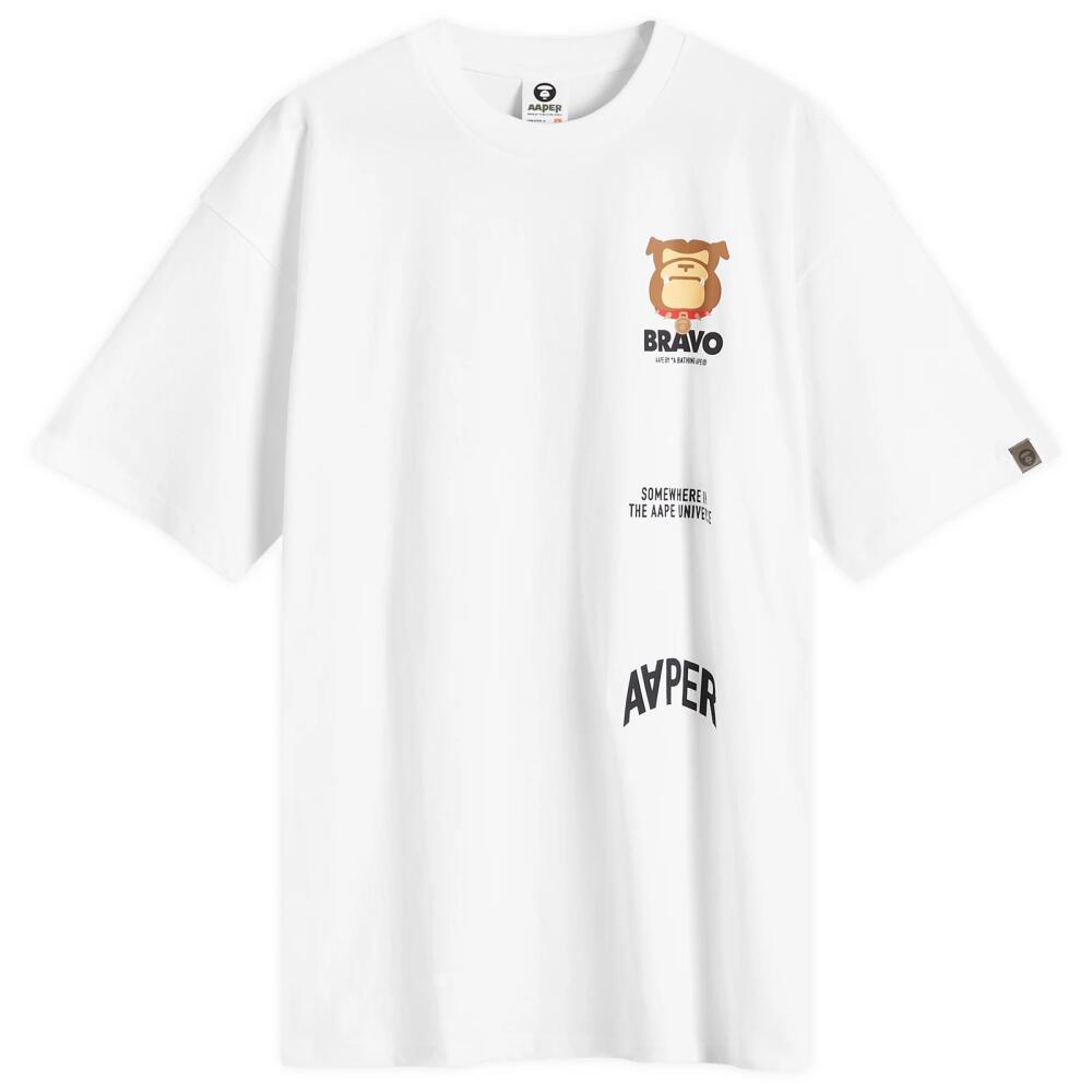 Men's AAPE Bravo Aaper T-Shirt in White Cover