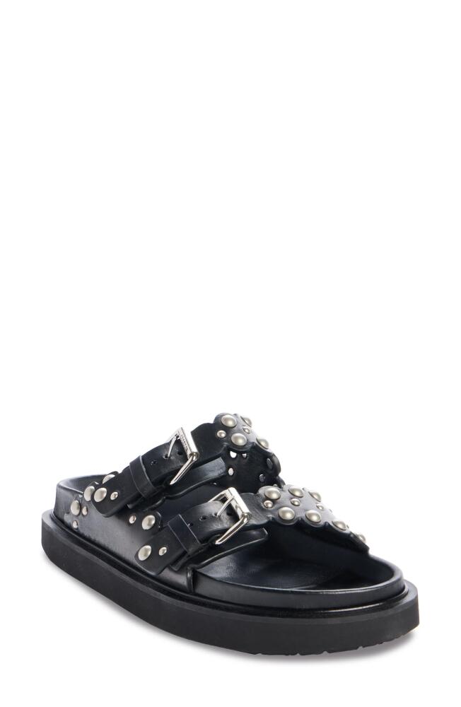 Isabel Marant Lennya Studded Slide Sandal in Black/Silver Cover