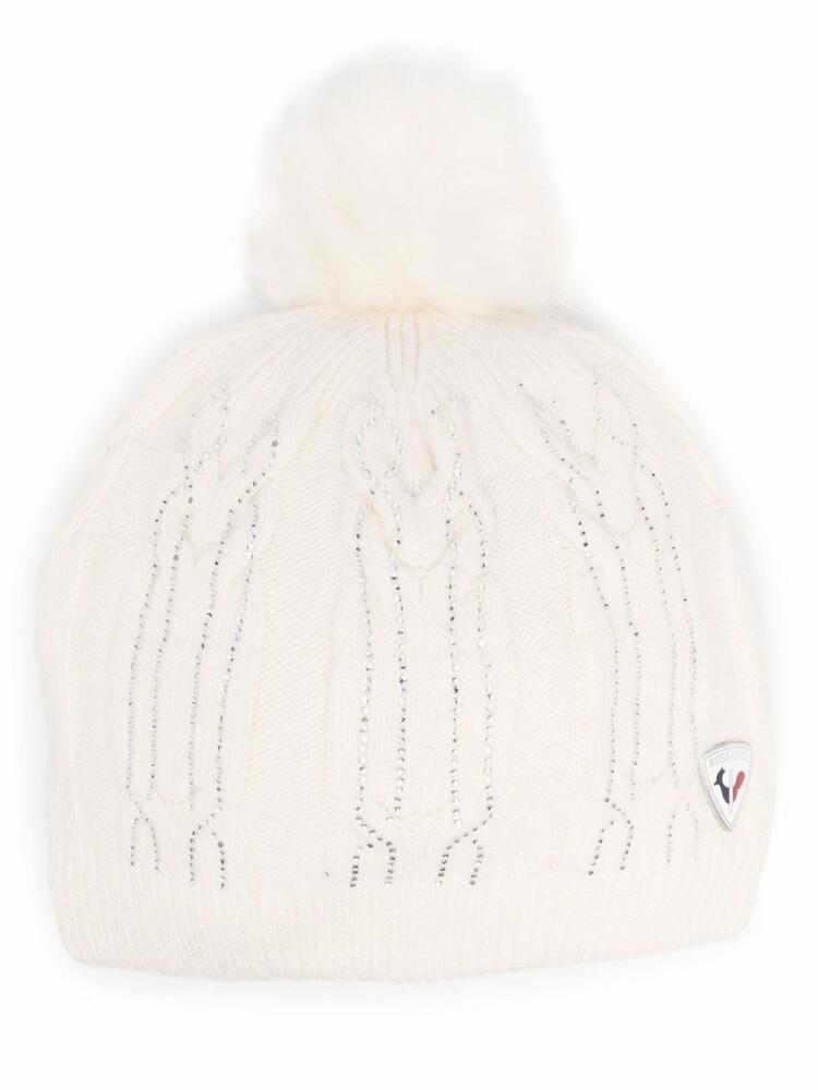 Rossignol logo-patch pompom beanie - White Cover