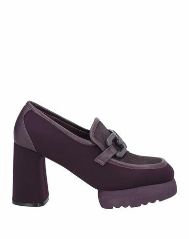 Jeannot Woman Loafers Purple Leather, Textile fibers Cover