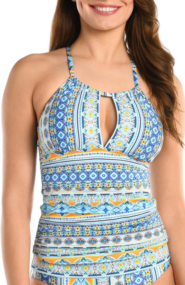 La Blanca Scarf Keyhole Tankini Top in Ice Blue Cover