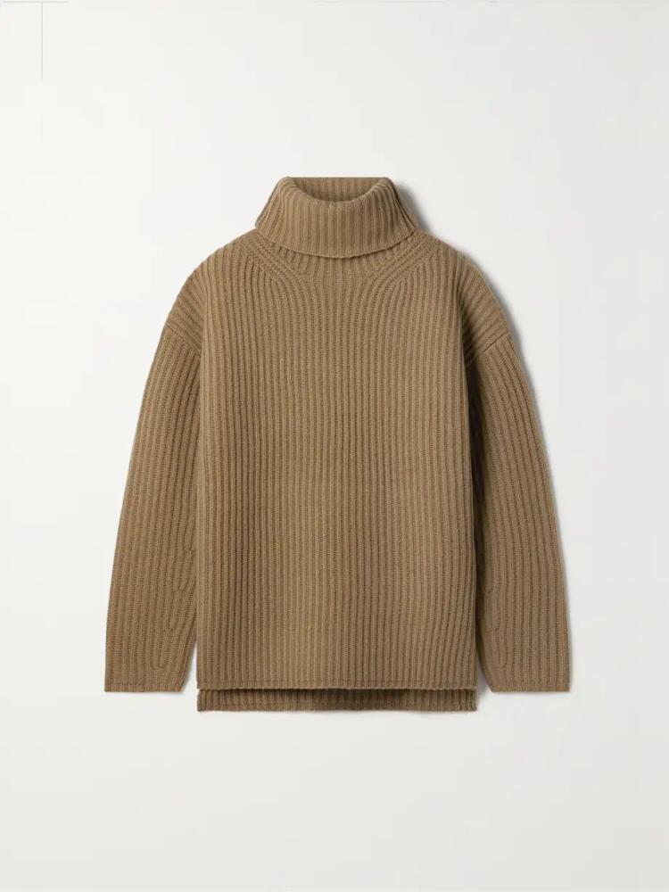 Joseph - Ribbed Merino Wool Turtleneck Sweater - Brown Cover