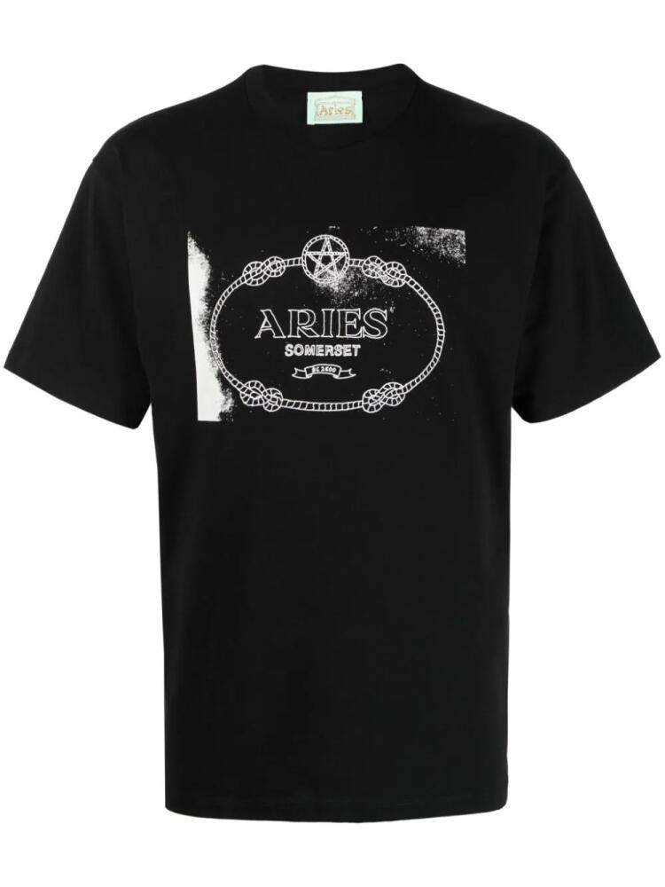 Aries Wiccan Ring-print cotton T-shirt - White Cover