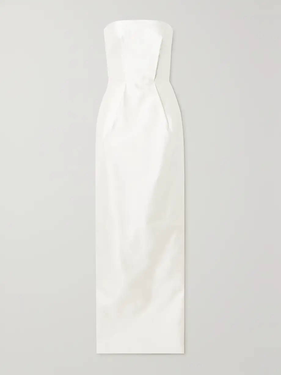 RASARIO - Strapless Duchesse Silk-satin Gown - White Cover