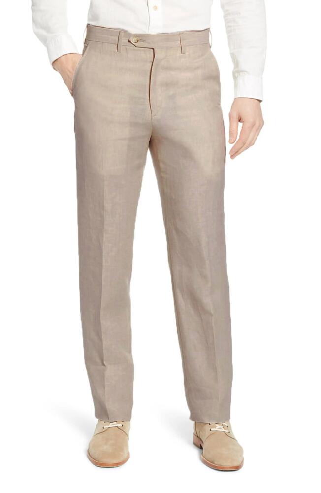 Berle Men's Flat Front Linen Dress Pants in Natural Cover