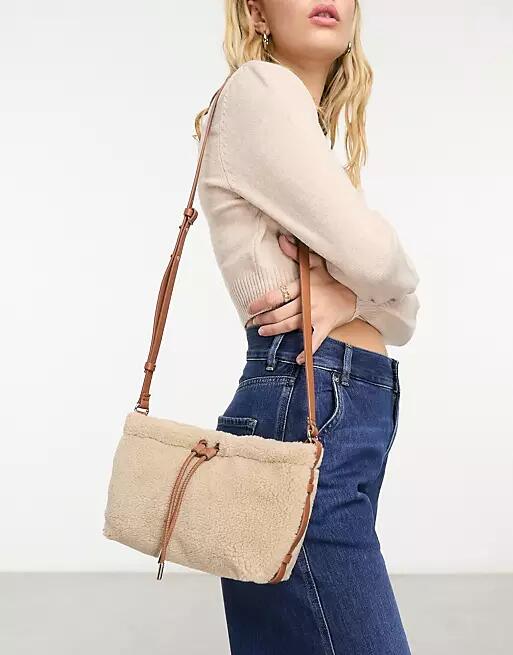 & Other Stories shearling purse in beige-Neutral Cover