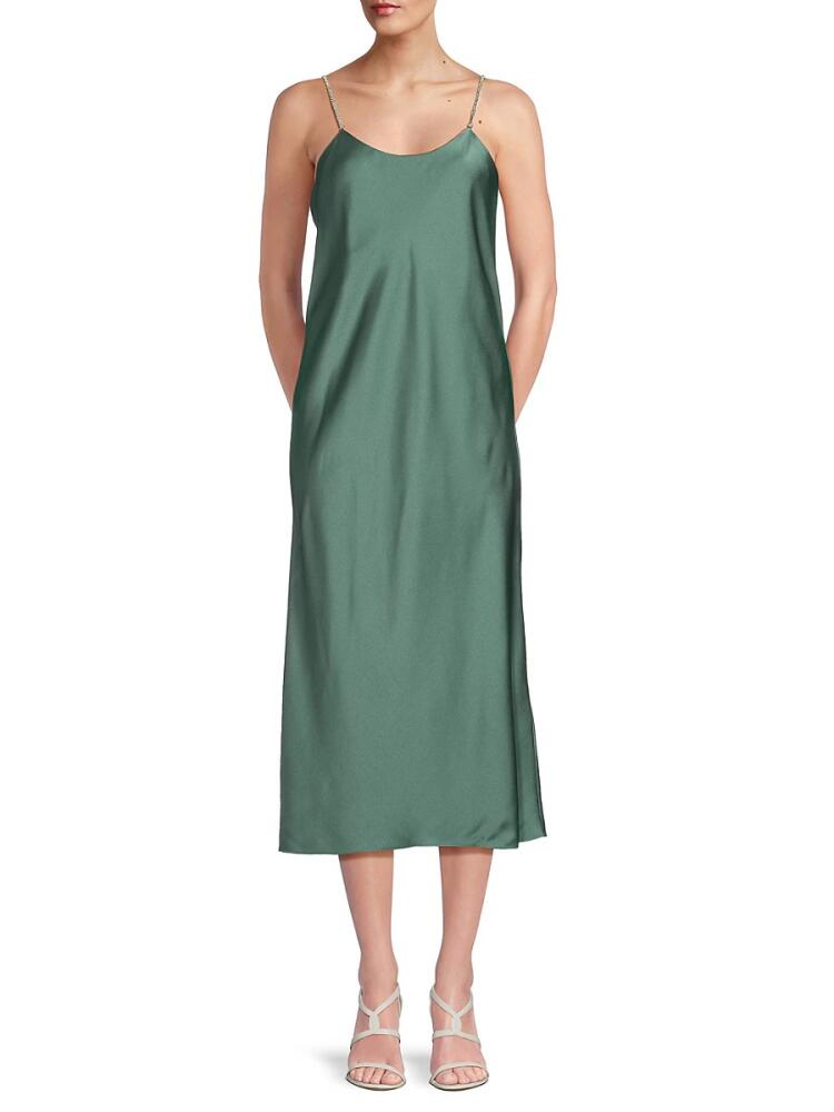 ba & sh Women's Embellished Satin Midi Slip Dress - Green Cover