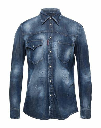 Dsquared2 Man Denim shirt Blue Cotton, Elastane Cover