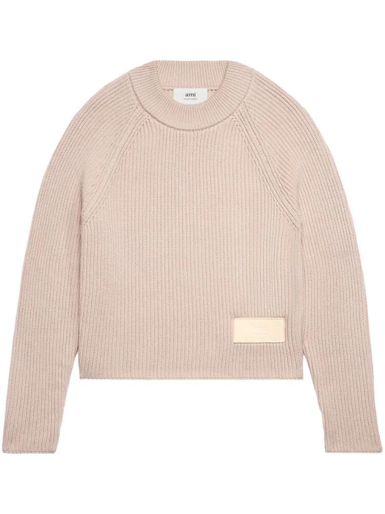 AMI Paris logo-patch knitted jumper - Pink Cover