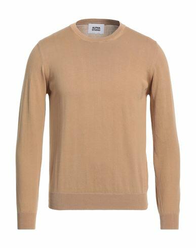 Alpha Studio Man Sweater Camel Cotton Cover