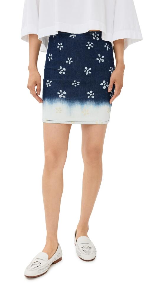 Marni Bleached Flower Printed Denim Skirt Blue/Black Cover