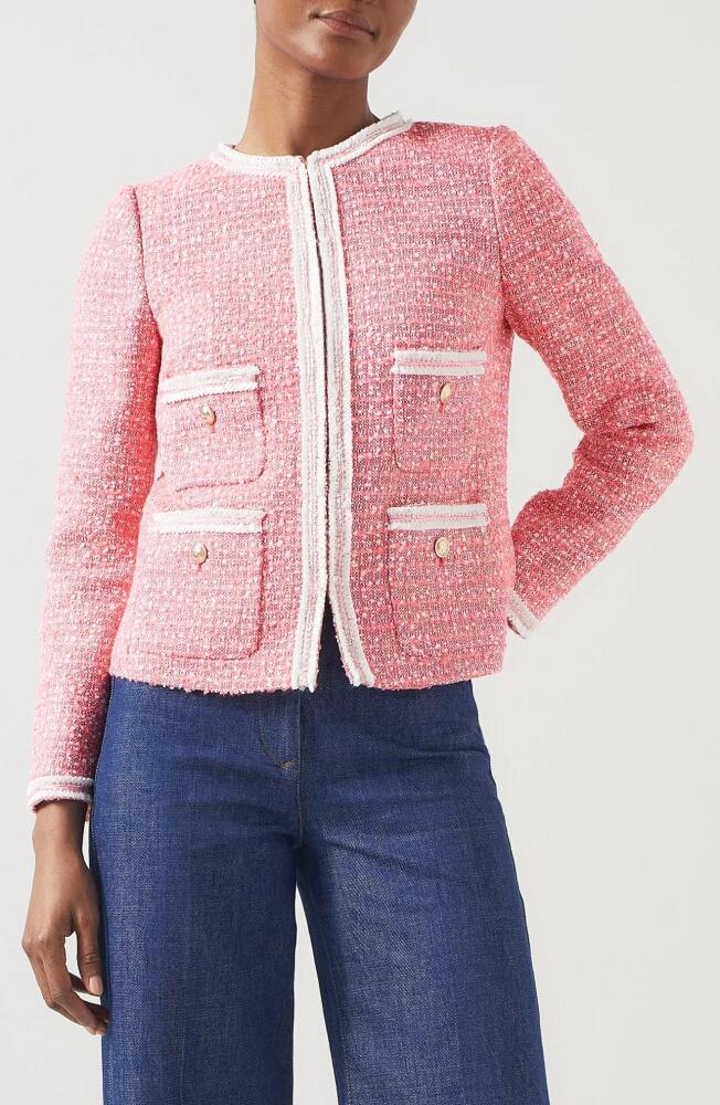 LK Bennett Charlie Cotton Blend Tweed Jacket in Pink Multi Cover