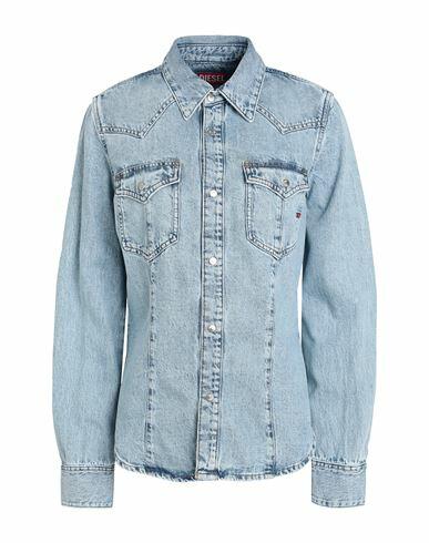 Diesel De-waves Woman Denim shirt Blue Cotton Cover