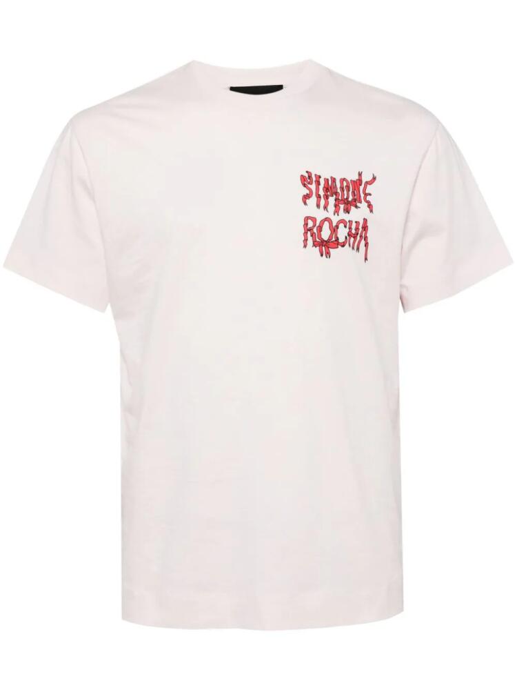 Simone Rocha Ribbon logo-print T-shirt - Pink Cover