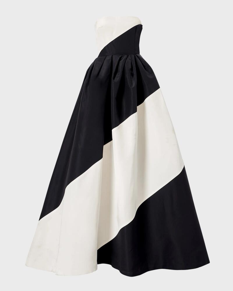 Carolina Herrera Strapless Colorblock Stripe Ball Gown Cover