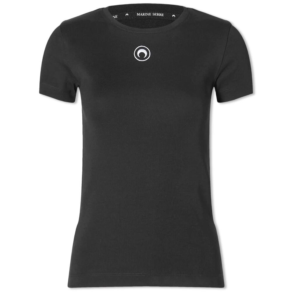 Marine Serre Women's Organic Cotton Rib T-Shirt in Black Cover