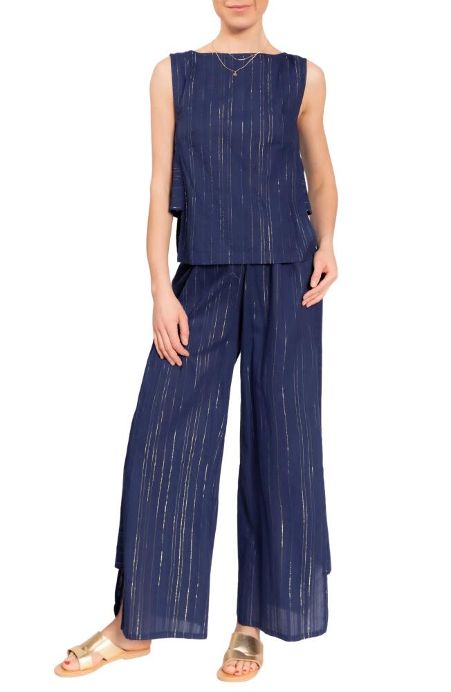 Everyday Ritual Piper Metallic Stripe Cotton Pajamas in Midnight Shimmer Cover