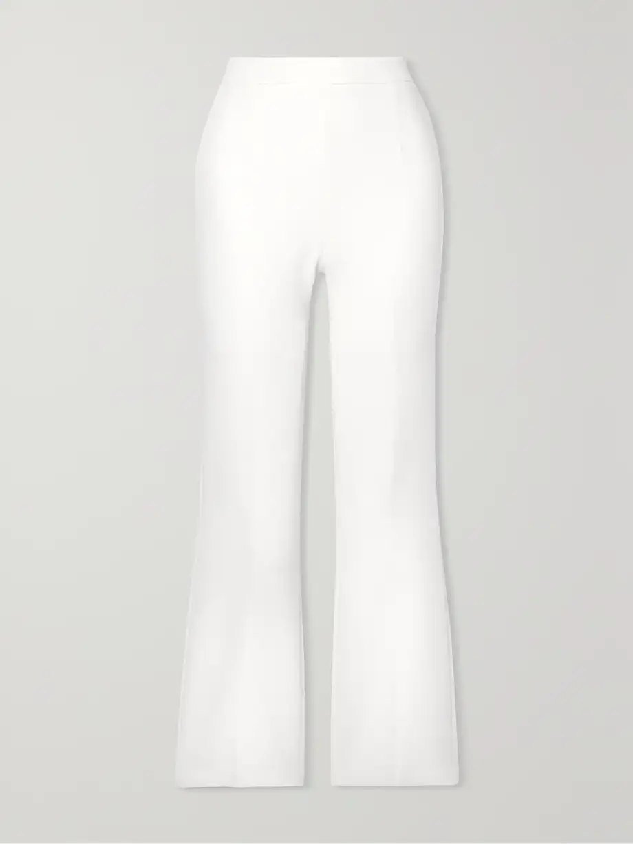 Safiyaa - Mari Pleated Stretch-crepe Flared Pants - Ivory Cover