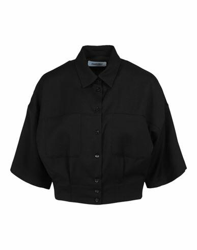 Ambush Short Sleeve Cropped Shirt Woman Shirt Black Virgin Wool Cover