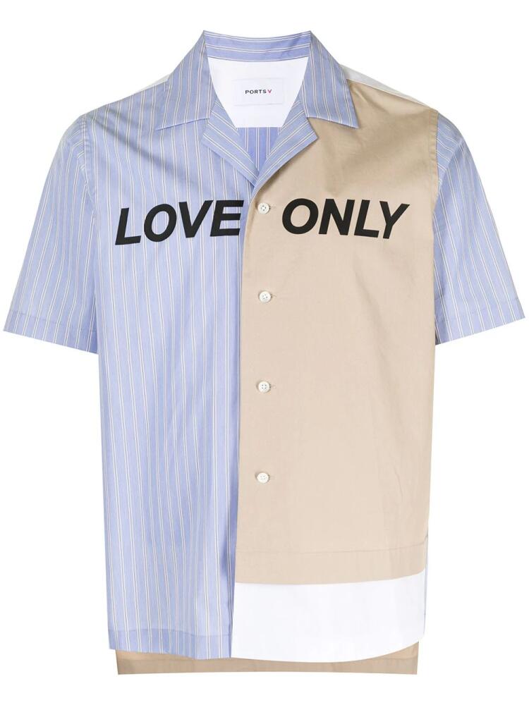 Ports V Love Only print panelled shirt - Blue Cover