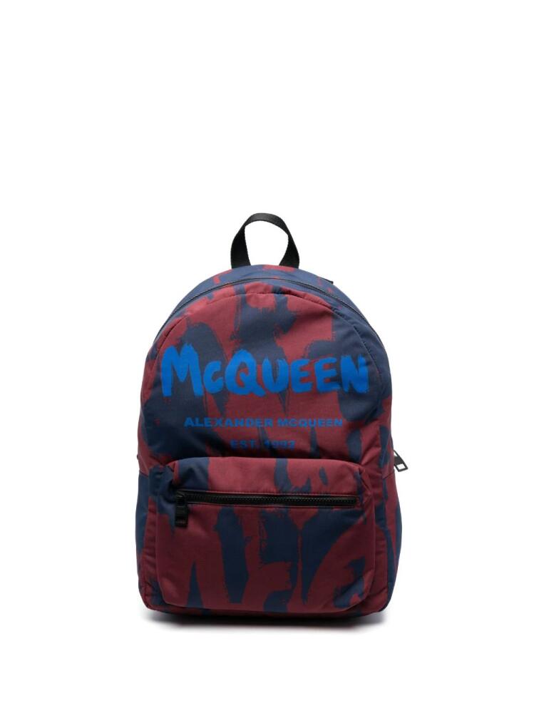 Alexander McQueen graffiti logo-print backpack - Blue Cover