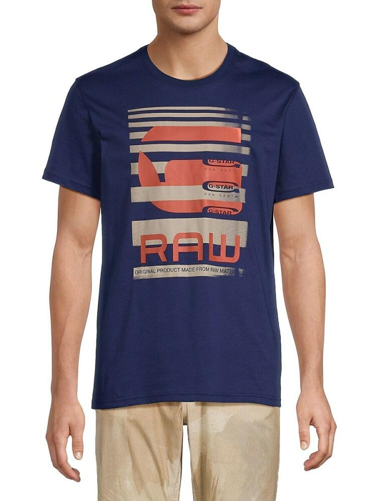 G-Star RAW Men's Faded Burger Logo T-Shirt - Blue Cover