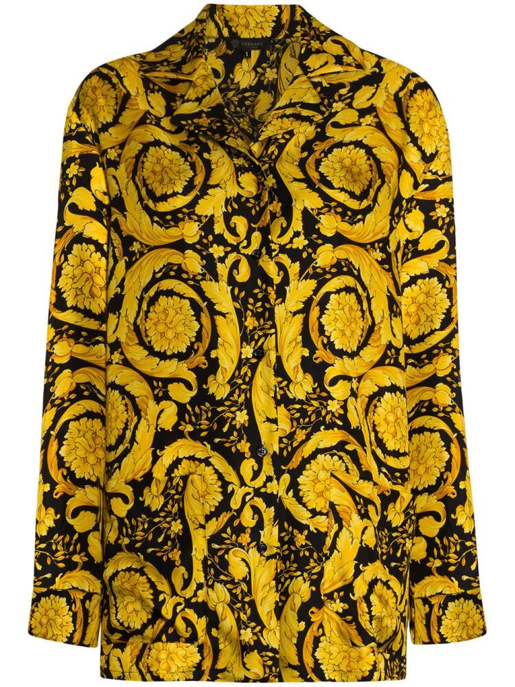 Versace Baroque-print pajama shirt - Black Cover