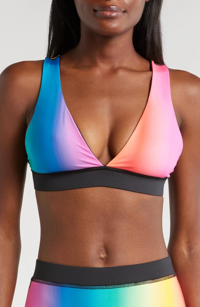 TomboyX Reversible Plunge Bikini Top in Melting Rainbow Cover