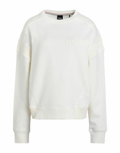 Boss Woman Sweatshirt Ivory Cotton, Recycled polyester Cover